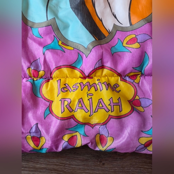 Vintage 90s Disney Aladdin Jasmine & Rajah Sleeping Bag Blanket Well Loved - Picture 3 of 11